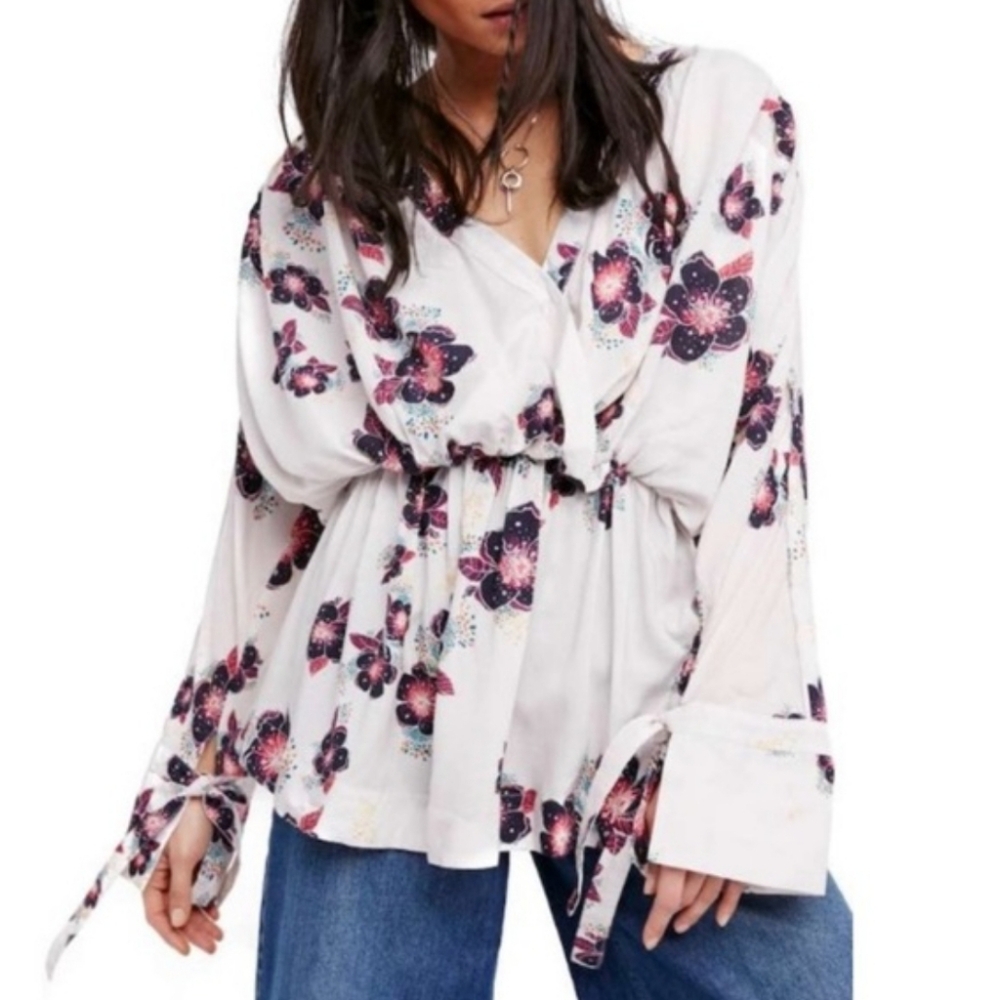 Free People Tuscan Dreams Floral‎ Tunic Top Size Large